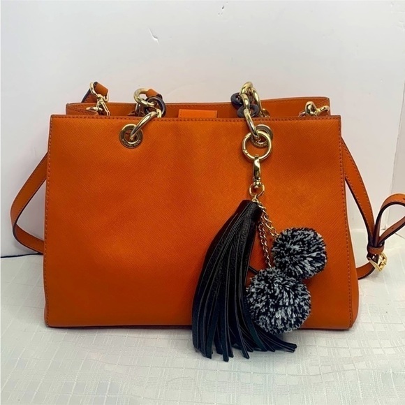 Michael Kors Teagen Small Satchel Crossbody Brown MK Signature Duffle - Picture 1 of 9